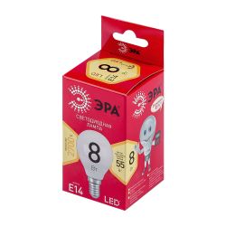 Лампа светодиодная ЭРА RED LINE LED P45-8W-827-E14 R Е14 / E14 8 Вт шар теплый белый свет | Лампы cветодиодные Шар (G/P)