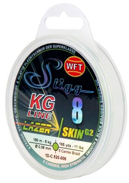 Шнур плетёный WFT KG SLIGG LAZER SKIN G2 x8 Chartreuse150/006