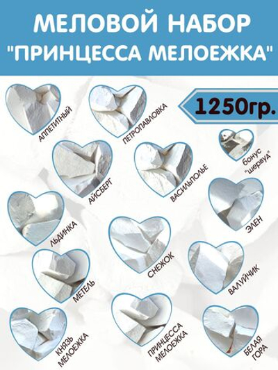 Набор "Принцесса Мелоежка" - мел для еды / мел кусковой Меловой Рай 1250 гр.