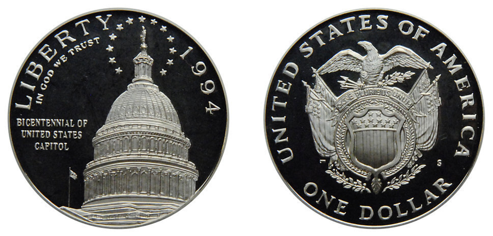 1 доллар 200-летие Капитолия   1994 г. США. PROOF
