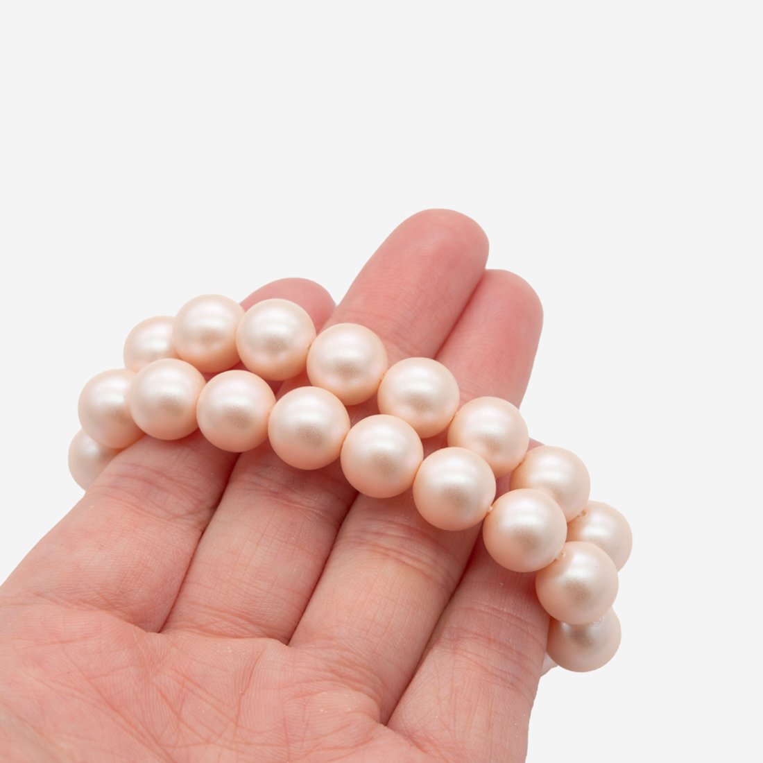 Хрустальный жемчуг, оттенок "Peach", шар 10мм, перламутрово-сатиновое улучшенное покрытие