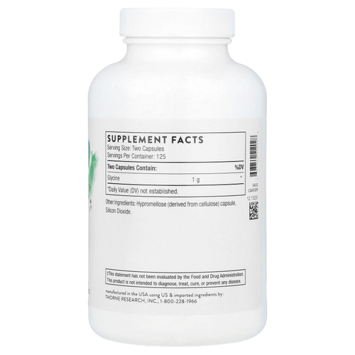 Thorne, глицин, 250 капсул (500 мг в 1 капсуле)