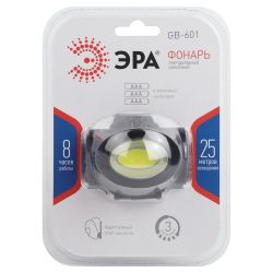 Фонарь налобный светодиодный ЭРА GB-601 на батарейках мощный яркий 3 режима черный