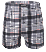 Клетчатые трусы-шорты plus size на пуговках (Размер: 4X) (Цвет: серый)