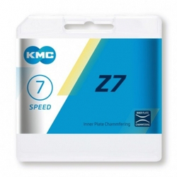 Цепь KMC Z-7 1/2"x3/32", 116 зв, 7 скор, серебристая, с замком, инд уп.