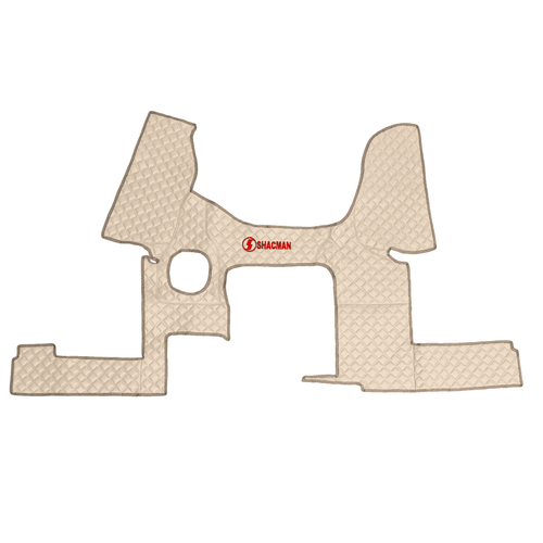 Ковры Shacman X-3000 (экокожа, бежевый, бежевый кант, красная вышивка)