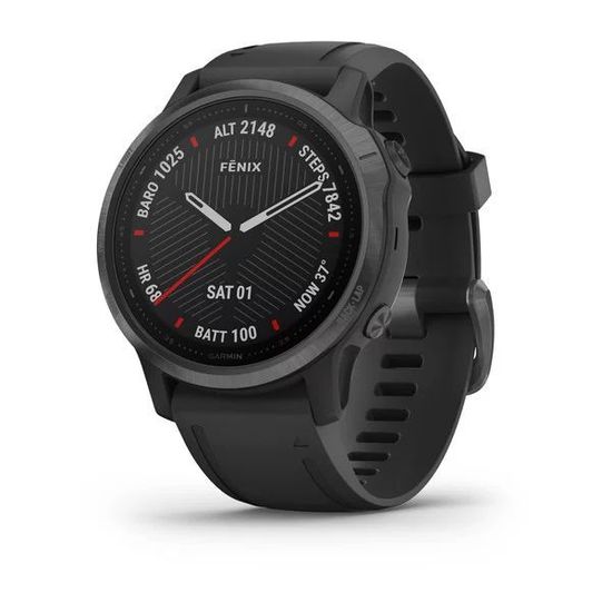 Мультиспортивные часы Garmin Fenix 6S Sapphire- серый DLC с черным ремешком 010-02159-25
