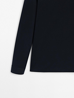 Massimo Dutti Поло из 100% хлопка с длинными рукавами, темно-синий