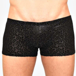 Мужские полупрозрачные трусы-боксеры с флокированным цветочным рисунком (Размер: S) (Цвет: черный)