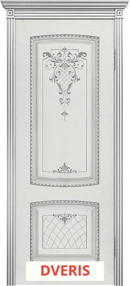 Межкомнатная дверь Симфония-2 ПГ (Белая эмаль/Патина серебро)