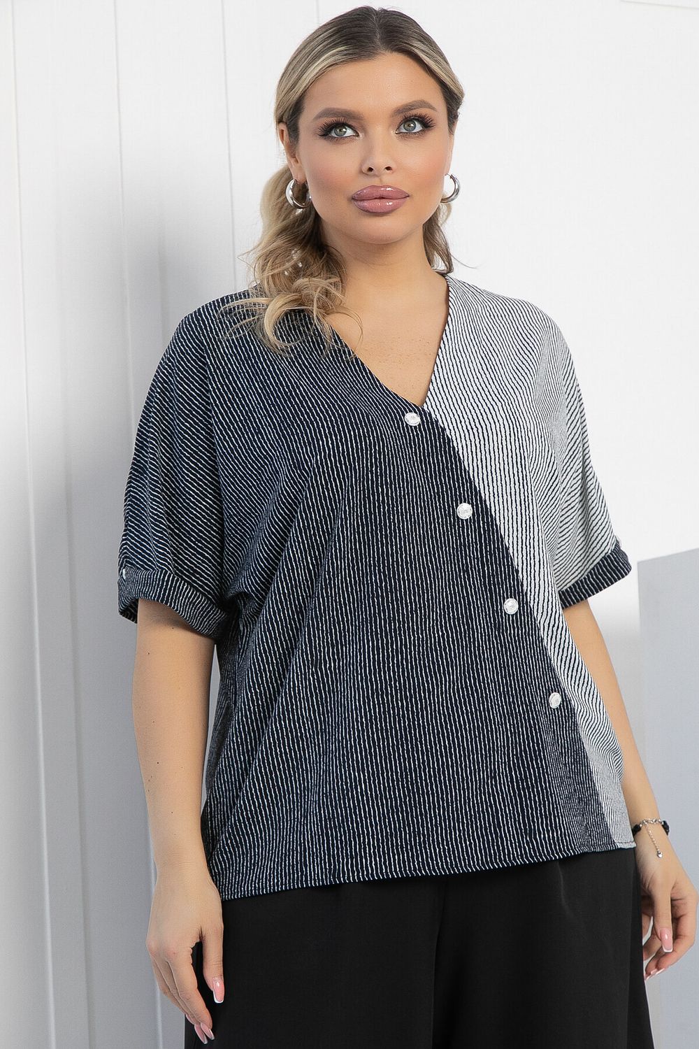 Блуза Миланья (сине-белая) Б12845-27М LT Collection