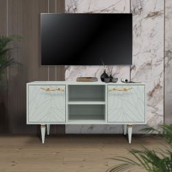 Тумба под ТВ Арт Колор leaves 117см Классик Голд Серый дым