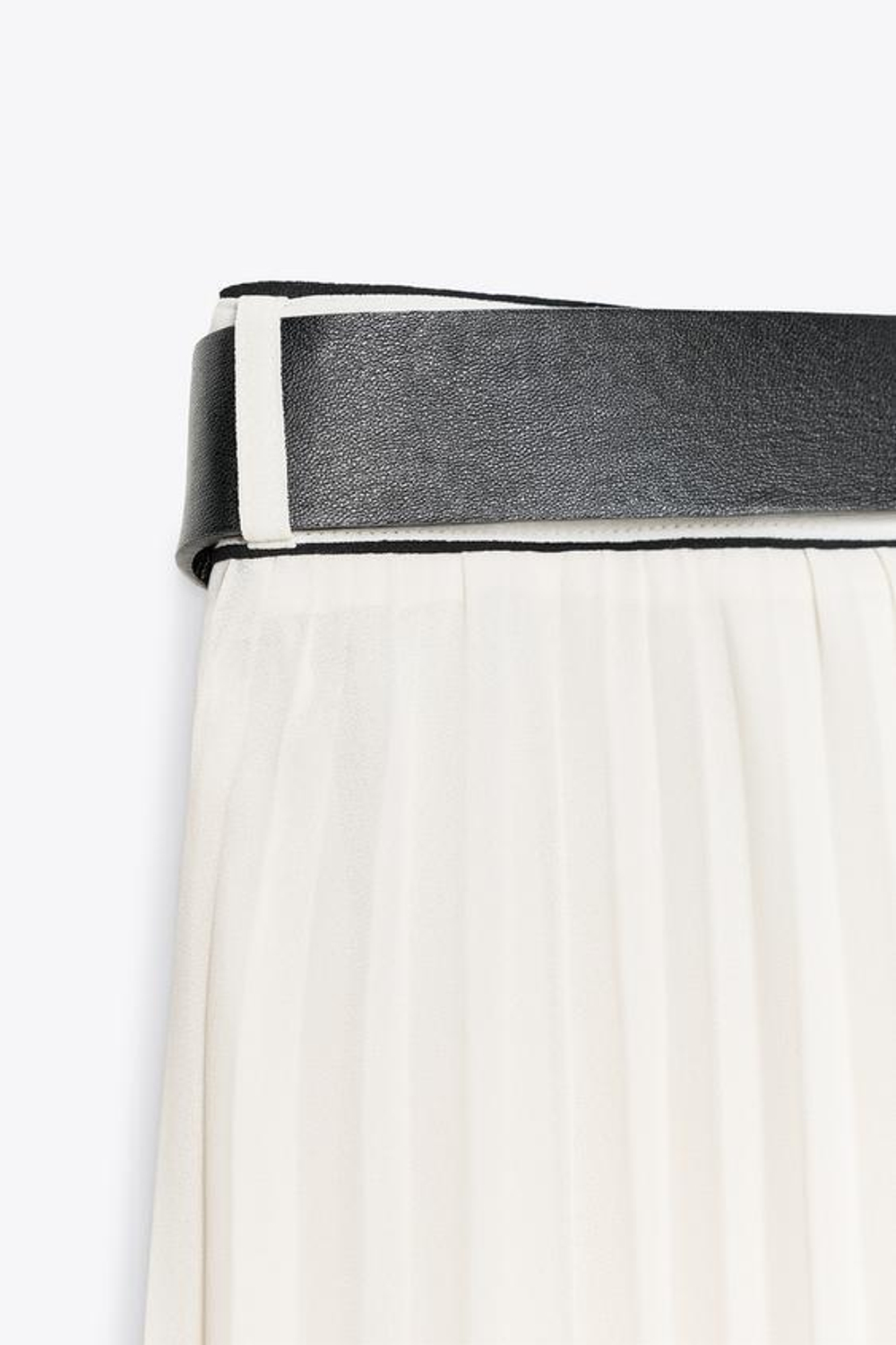 ZARA ПЛИССИРОВАННАЯ ЮБКА МИДИ С ПОЯСОМ, ЭКРЮ