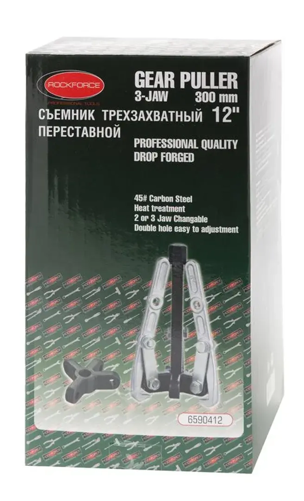 Съемник двух-трехзахватный переставной 4'' (? захвата- 100мм, длина лап- 100мм, лапы L-образные) RockForce##Rock FORCE RF-6590404