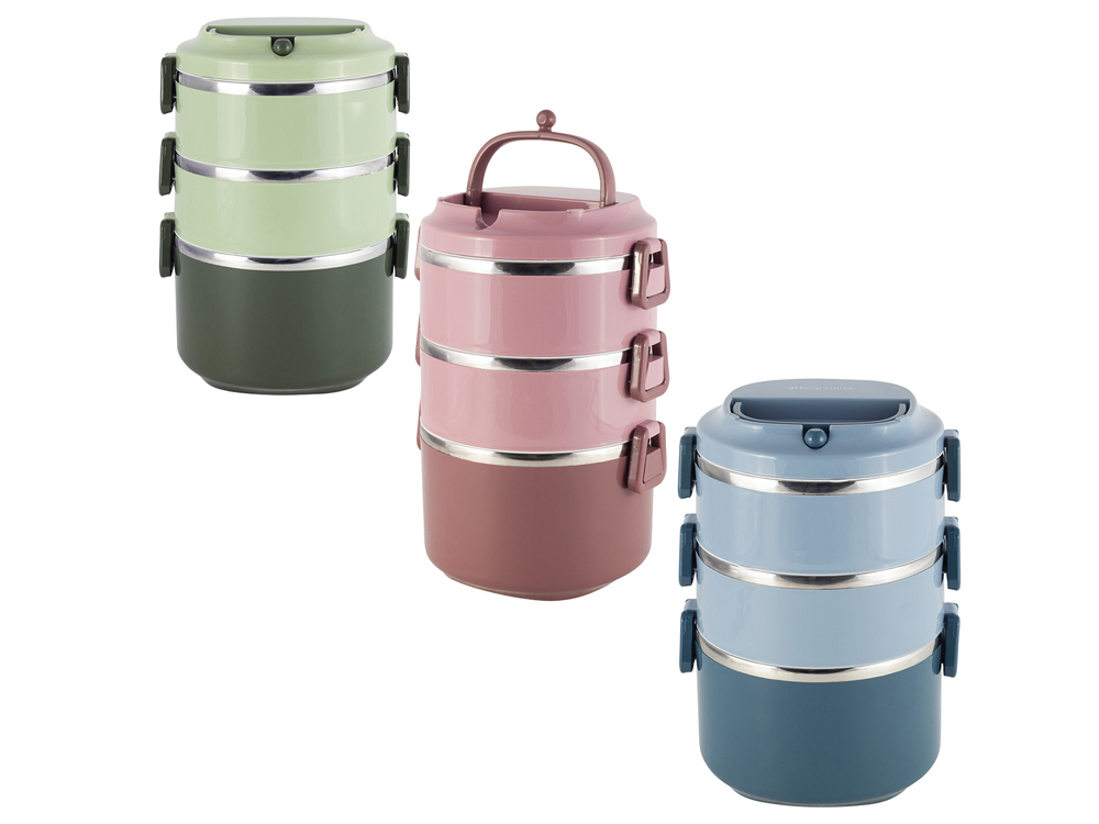 Ланч бокс 2400мл 3 отделения, цвет микс