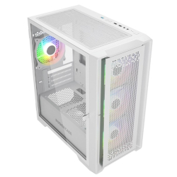 Powercase ByteFlow Micro White, Tempered Glass, 4х 120mm ARGB fans, ARGB HUB, белый, mATX  (CAMBFW-A4)