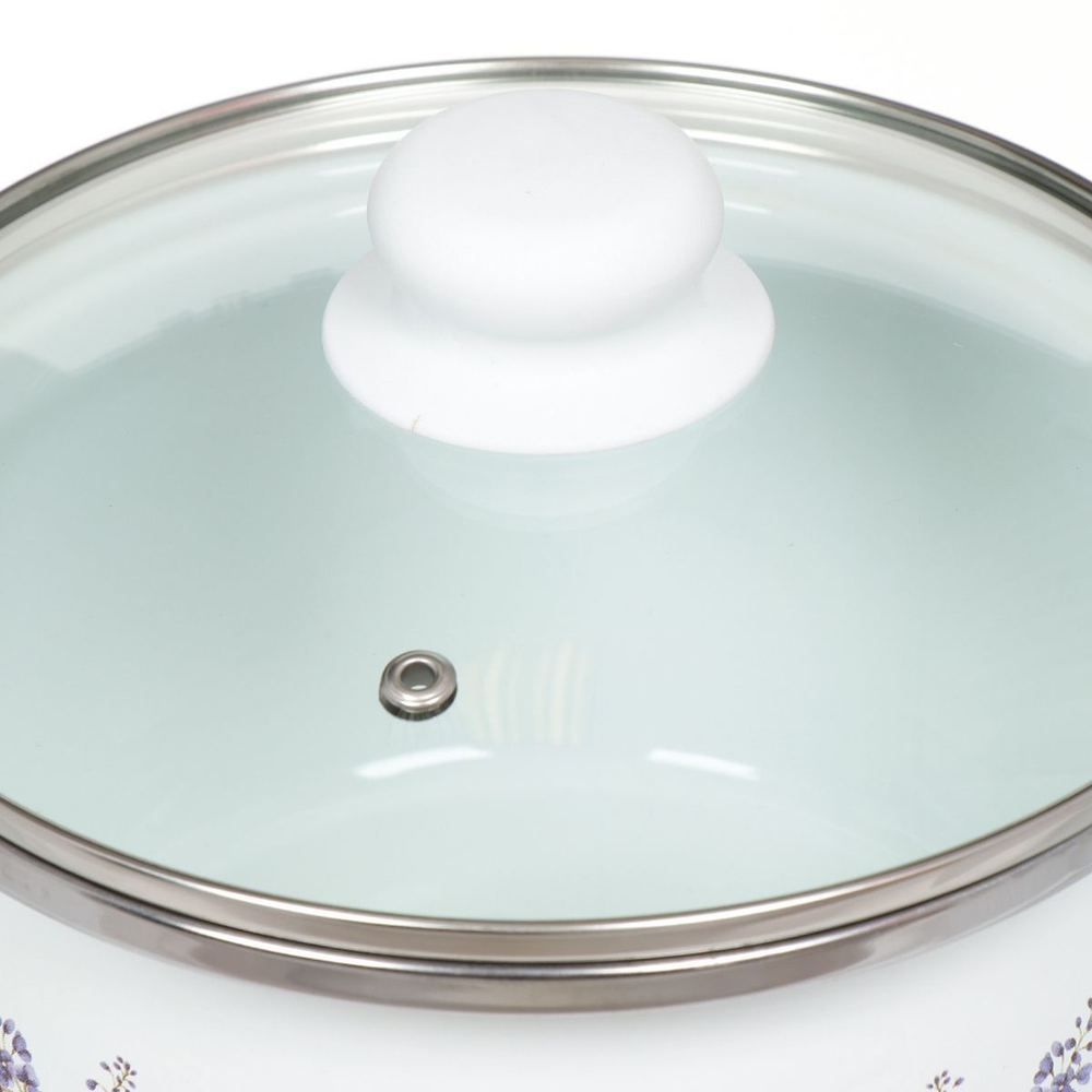 Кастрюля сталь, эмал, 4 л, с крыш, Сантэкс, Гортензия, 1-2440112, индукц