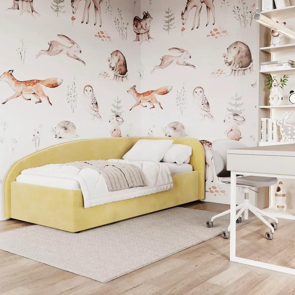 Кровать Элис 90х200 Желтый Правый Угол