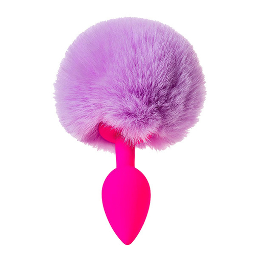 Розовая анальная втулка 13см с сиреневым пушистым хвостиком ToyFa ToDo Sweet Bunny 357016