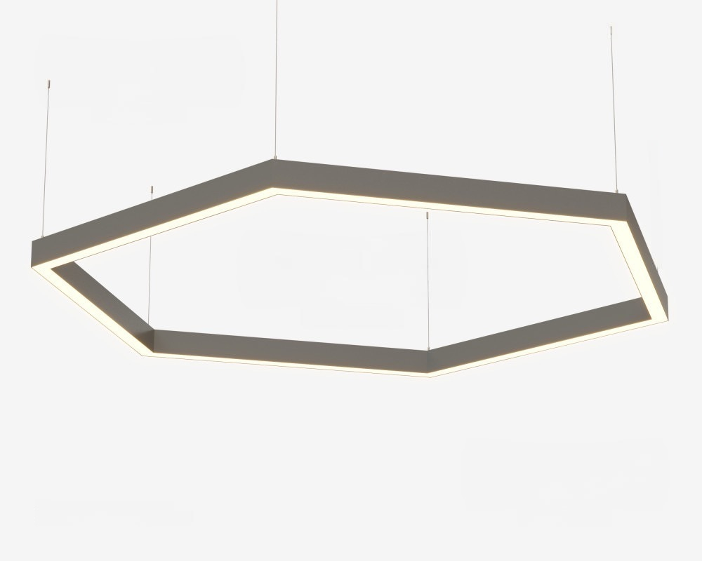 Подвесной LED светильник шестиугольный LP85-ARENA6-800 125Вт (сегмент 804 мм) 3000K 11500Лм серый 1608х1608х80мм DARKLUM