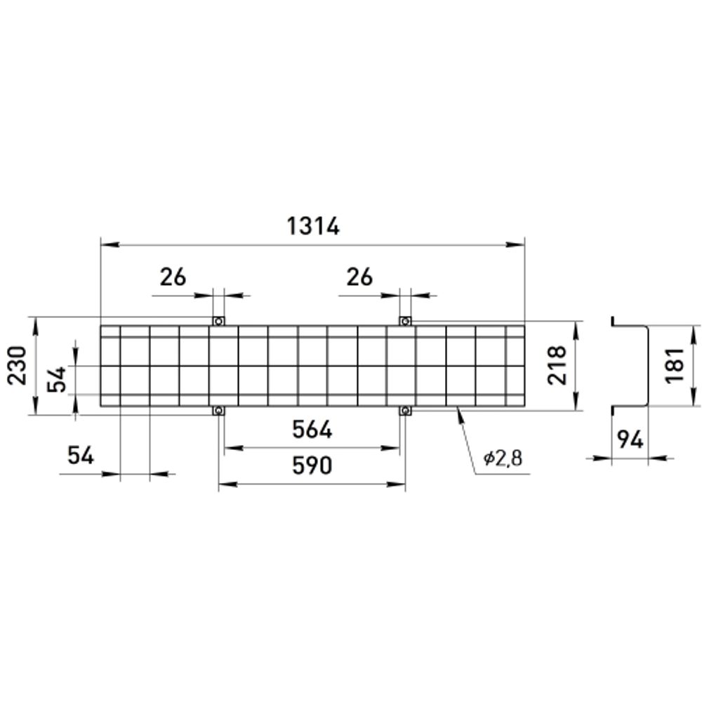 Решетка защитная ЭРА SPO-BAR-1300-200 для светильников ДПО, SPO | Аксессуары для офисных светильников