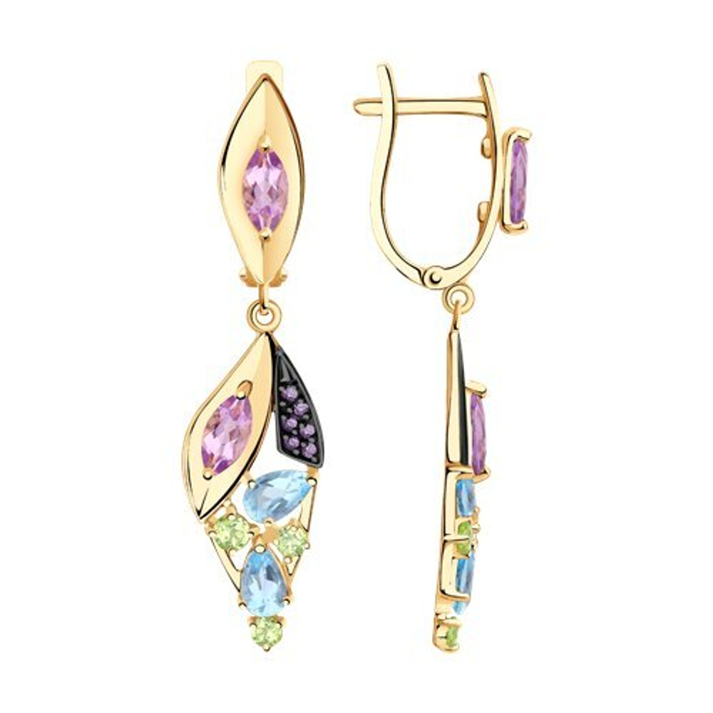 Серьги из золота с миксом камней 726943