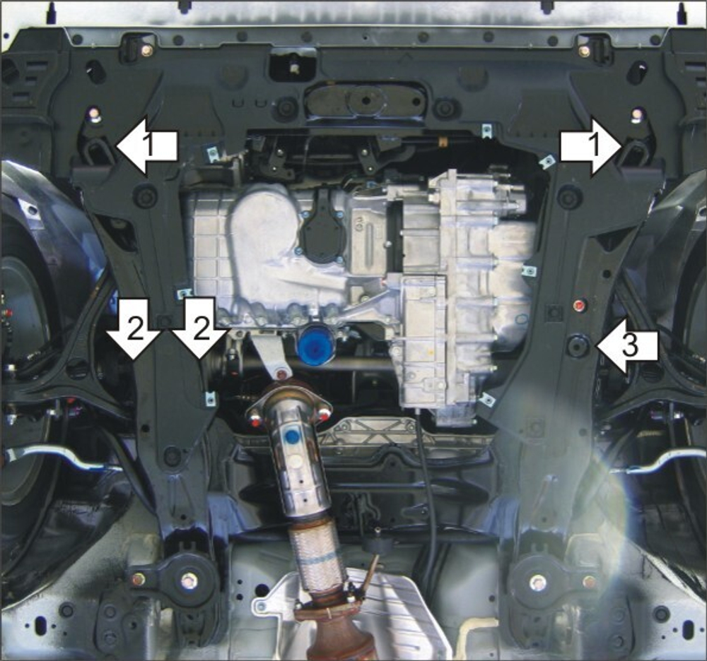 Защита картера двигателя, КПП (2 мм, сталь) для Honda Accord VIII седан/универсал 2008-2012 Motodor.00820