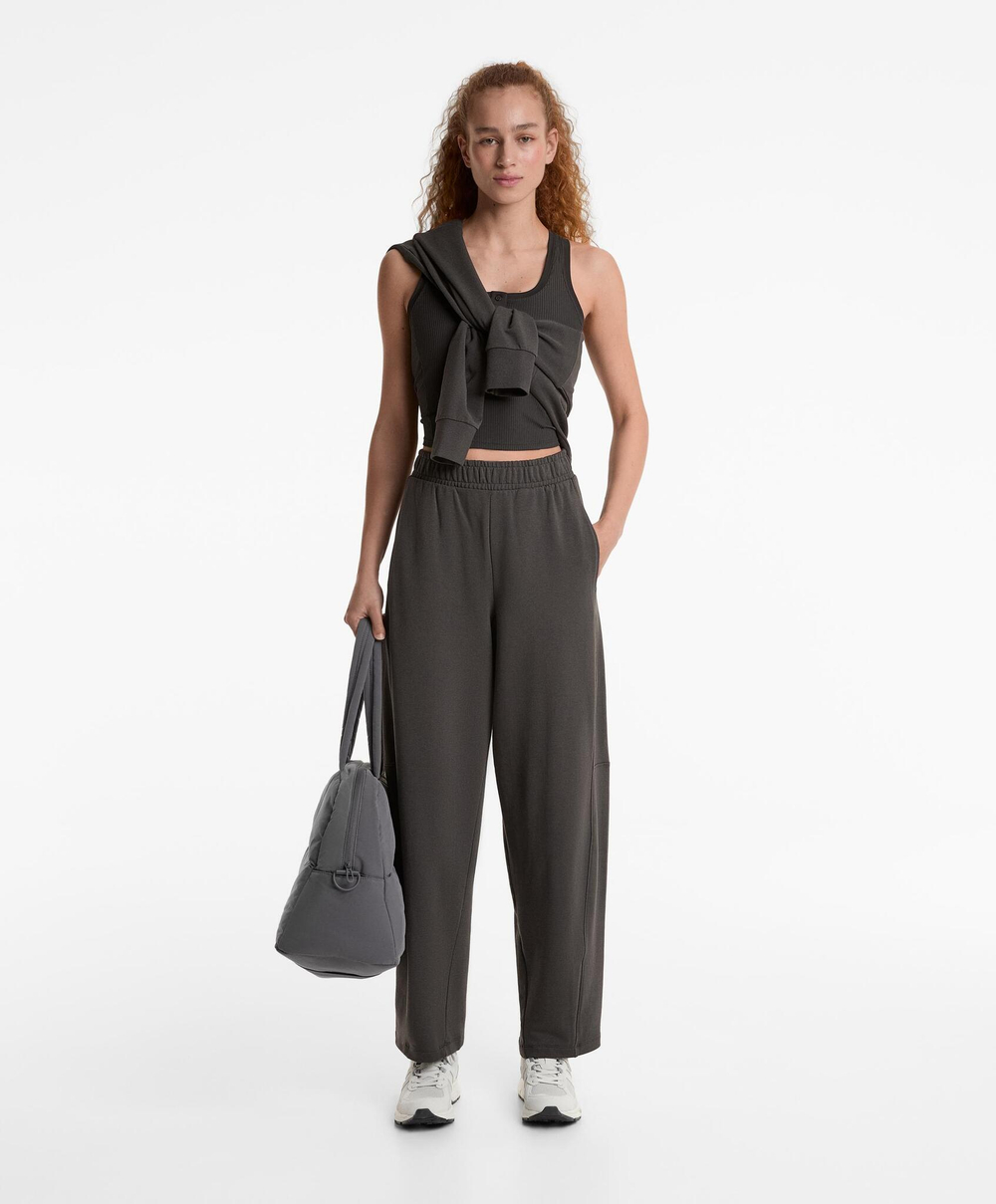 Oysho Толстовка на молнии из хлопка и модала, темно-серый