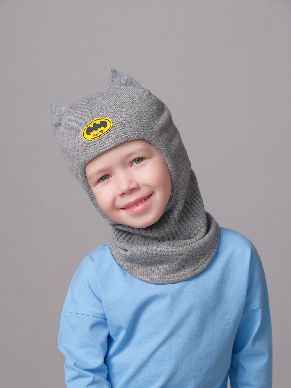 Шлем весенний/осенний вязаный (Пепельный) Бэтмен