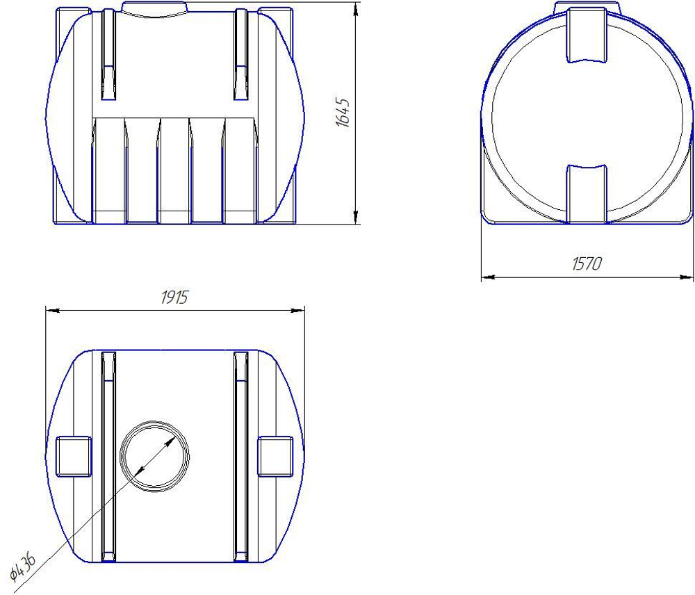 Ёмкость горизонтальная 3000л усиленная для перевозки Политим 3000 л.(1915x1570x1645см;красный) - арт.560776