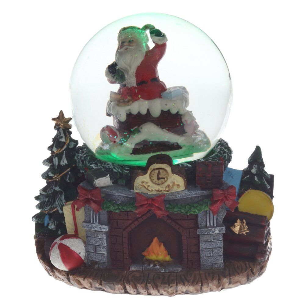 GAEM Фигурка в стекл. шаре с музыкой, эффектом вьюги и подсвет."Санта", D 10 см, L16 W13,5 H15,5 см