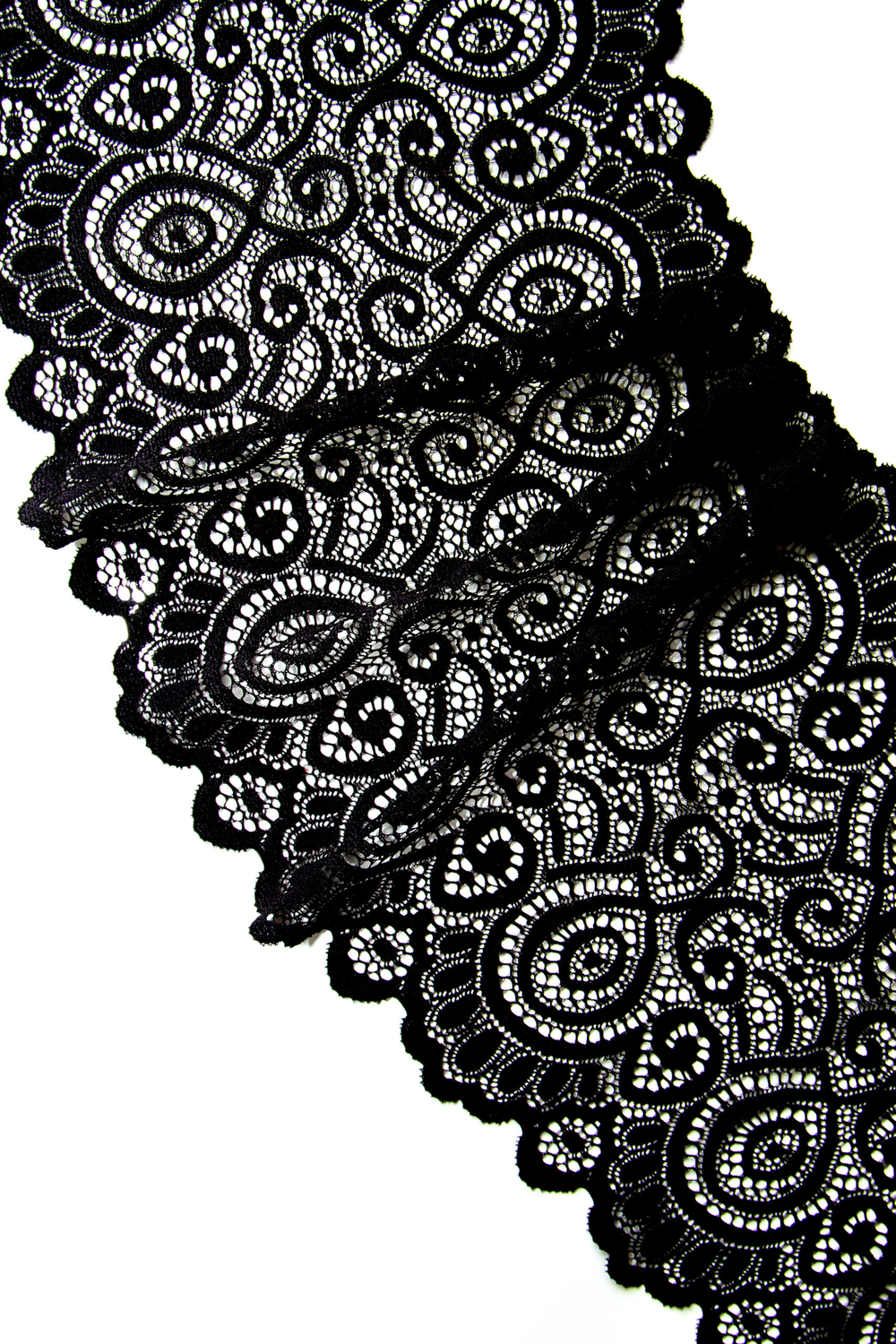 Эластичное кружево черное ширина 17 см