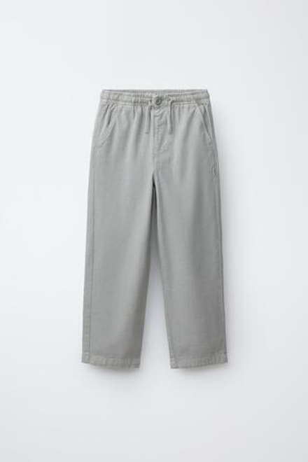 ZARA СТРУЯЩИЕСЯ ХЛОПКОВЫЕ БРЮКИ, ЖЕМЧУЖНО-СЕРЫЙ