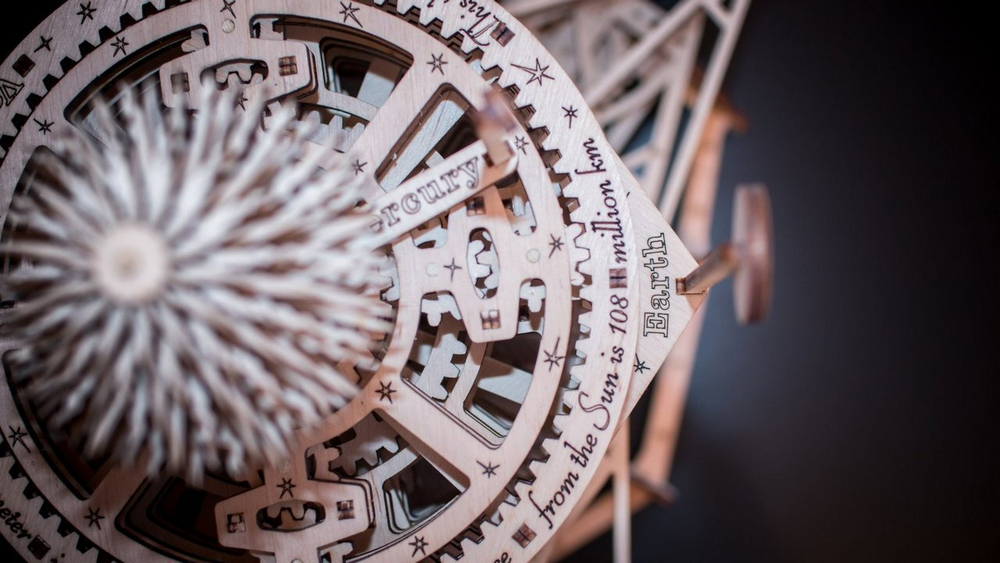 Планетарий  от EWA - деревянный конструктор, 3D пазл, сборная механическая модель, космос, астрономия, строение солнечной системы