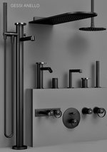 Смеситель для раковины Gessi Anello, настенный, короткий излив, встраиваемый, цвет Black Metal Brushed PVD