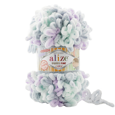 Пряжа Alize (Ализе) Puffy Fine Color / уп.5 мот. по 100 г, 14.5 м, 6466 секционный