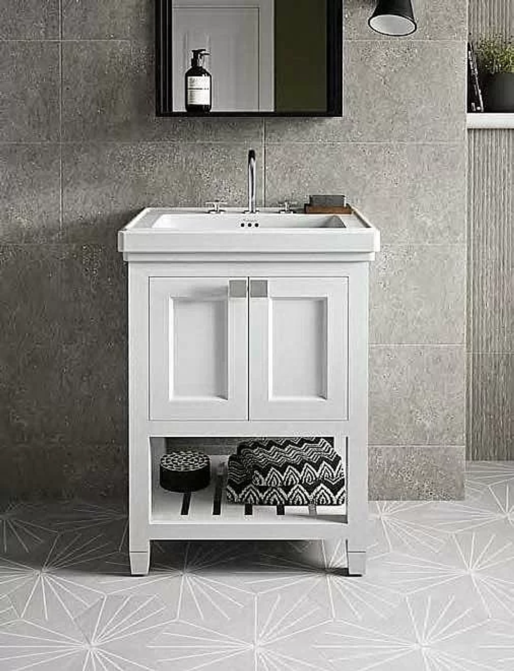 Тумба с раковиной на 3 отверстия Burlington Riviera RIVF580W-R