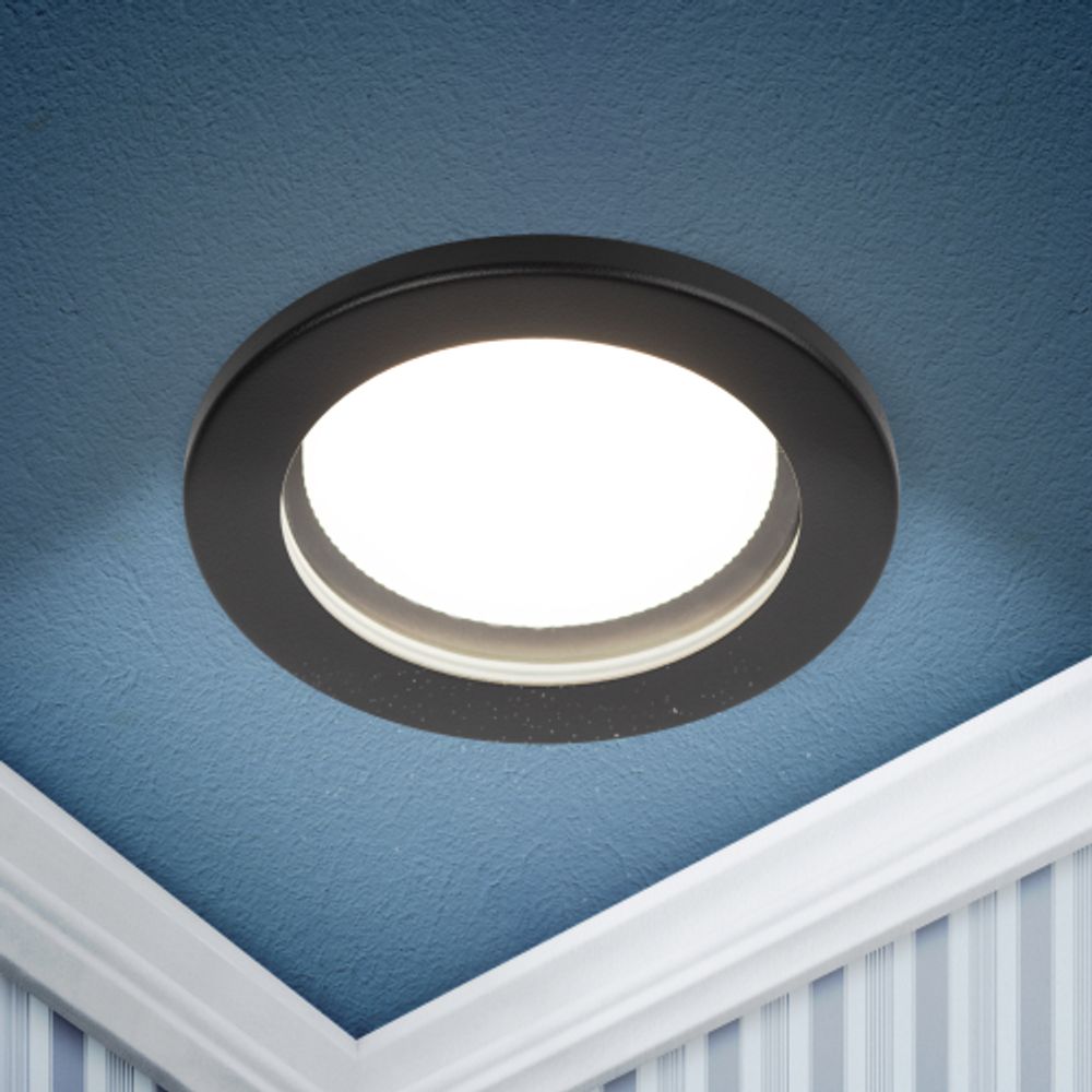 Светильник встраиваемый влагозащищенный ЭРА KL95 SBK под лампу GX53 IP44 черный | Влагозащищенные встраиваемые светильники