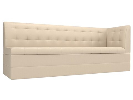 Диван кухонный прямой Бриз с углом справа, Бежевый, Экокожа, 100386