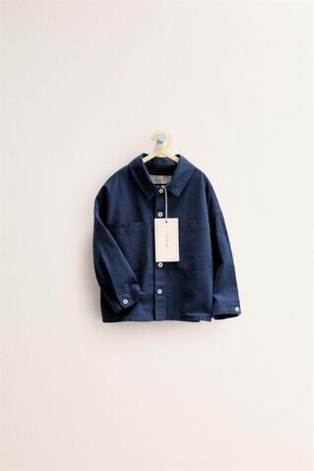 ZARA TIMELESS - РУБАШКА В МЕЛКУЮ КЛЕТКУ ИЗ ХЛОПКА И ЛЬНА, ИНДИГО