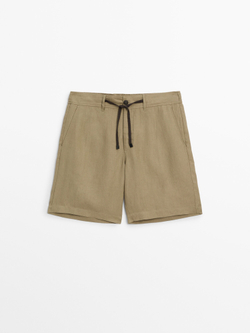 Massimo Dutti 100% льняные шорты-бермуды, коричневый