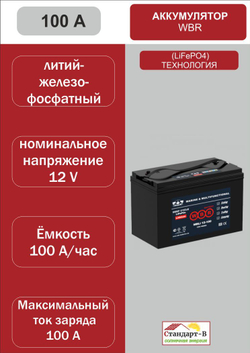 Аккумулятор WBR LiFePo4 100 А 12в