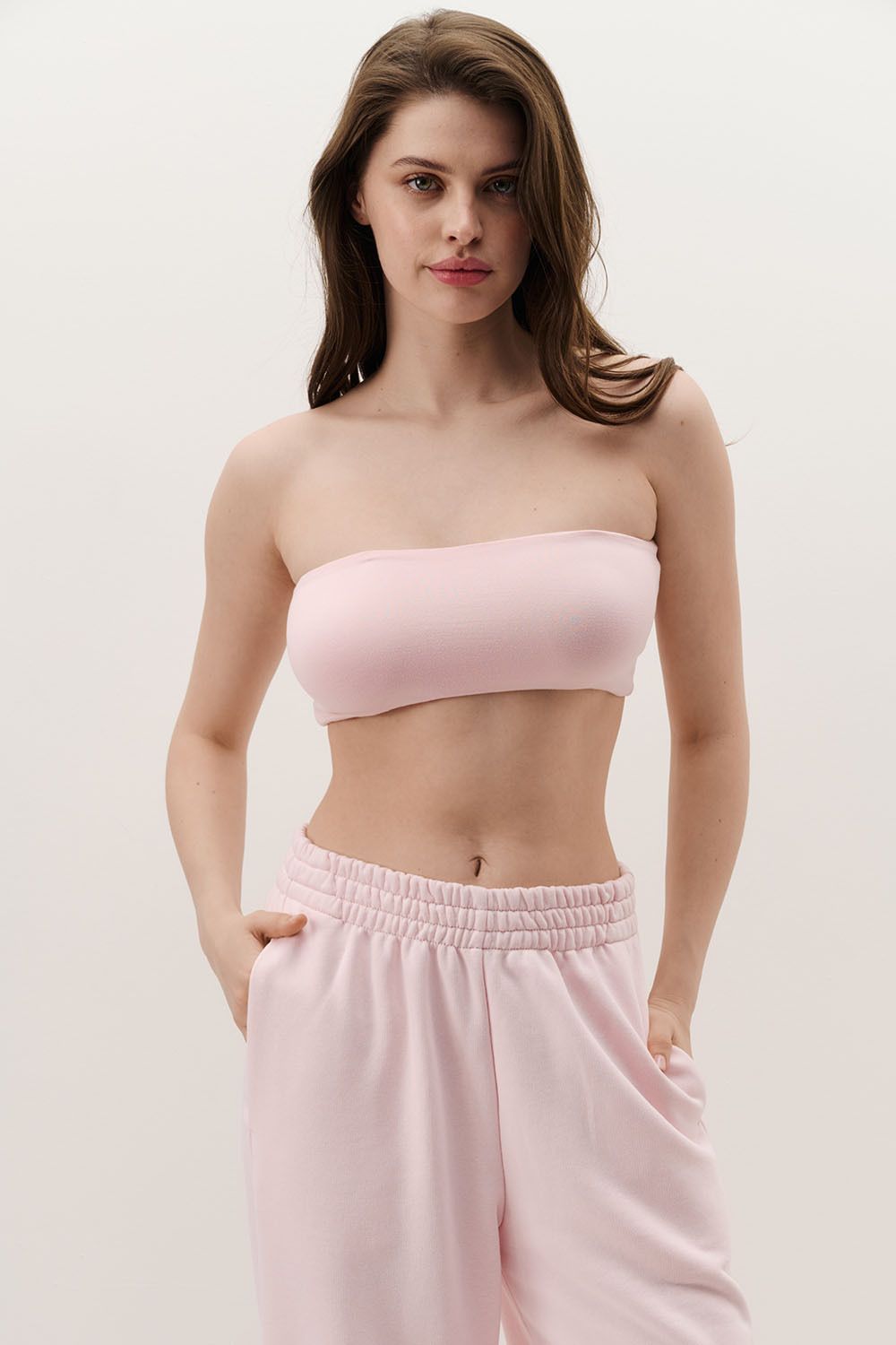 Топ-бандо из вискозы нежно-розового цвета