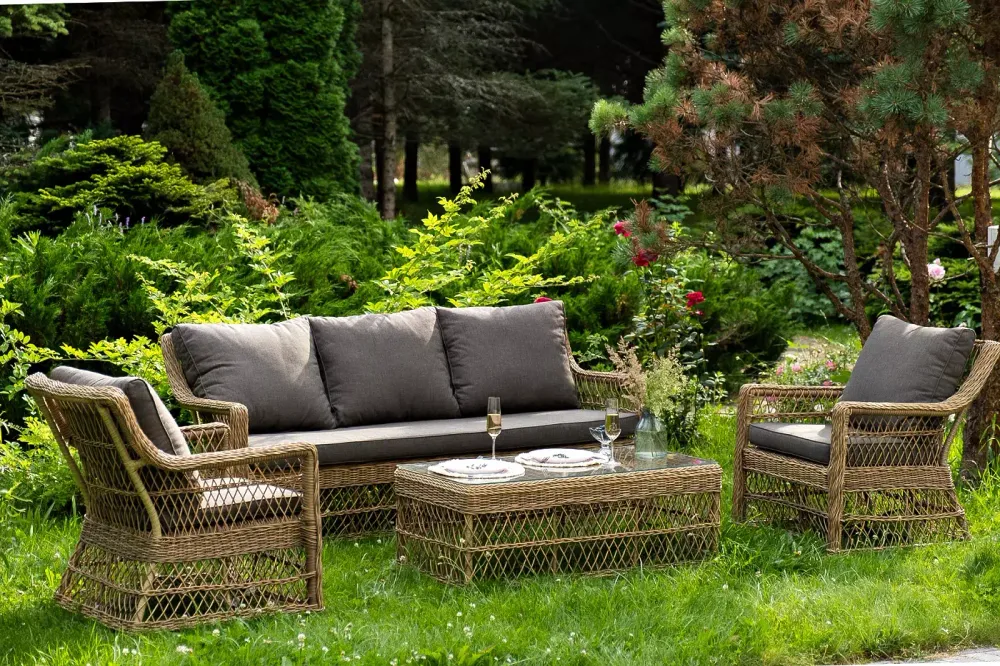 "Гранд Латте" лаунж-зона из искусственного ротанга, цвет соломенный