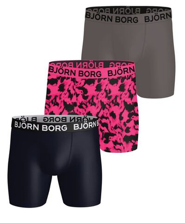 Мужские спортивные боксеры Bjorn Borg Sports Microfiber Boxers 3P - черный/розовый/серый
