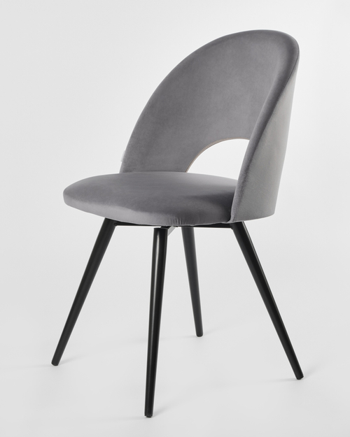 Стул MyFar Бенедикт поворотный серый велюр (комплект 2 шт) MF1013-2