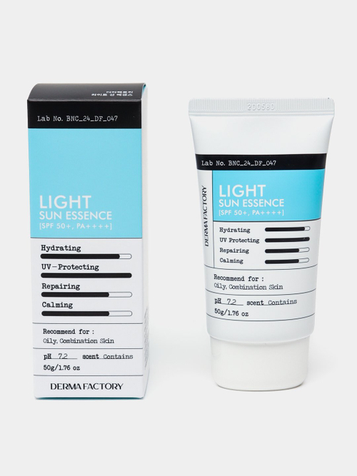 [Derma Factory] Light Sun Essence SPF 50+ PA++++ - Лёгкая успокаивающая солнцезащитная эссенция, 50 мл