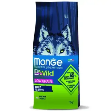 Сухой корм Monge Dog BWild LOW GRAIN для взрослых собак, низкозерновой, из мяса дикого кабана 15 кг