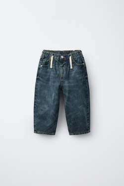 ZARA ДЖИНСЫ BALLOON С ЭФФЕКТОМ ПОТЕРТОСТИ, СИНИЙ