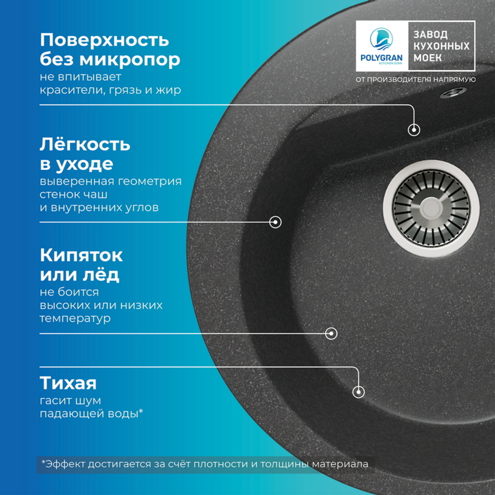 Мойка POLYGRAN ATOL-520 черный №16